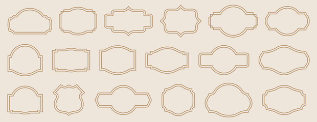 Fototapeta premium Vintage frames vector logo set isolated, retro emblem line elements set vector design, ornaments frame retro style, classic borders