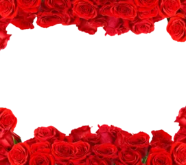 Fotobehang Frame made of red roses isolated. PNG transparency © POSMGUYS
