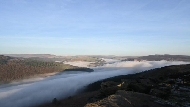 Sunrise time lapse of a cloud inversion at Bamford Edge in the Peak District National Park, UK.