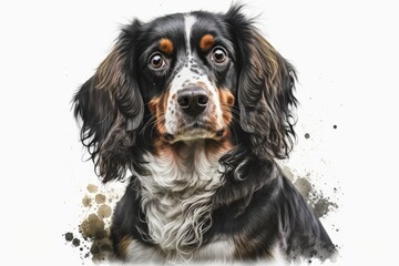 dog portrait with a white background and nice expression. Generative AI