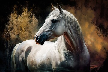Painting of an Arabian Horse. Generative AI