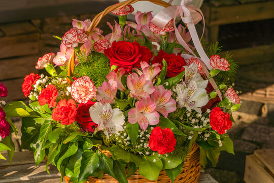 Alstroemeria lily rose carnation flowers bouquet arrangement