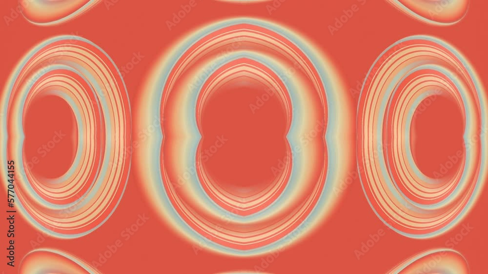 Poster Digital seamless loop animation pattern of twisted shapes with iridescent stripes. Geometric background. Futuristic style. 3d rendering. HD resolution