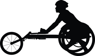 disabled athlete racer on wheelchair racing black silhouette