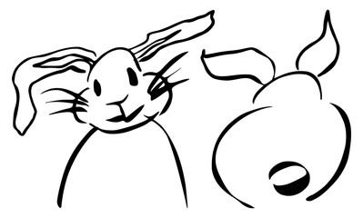 Hase Ostern Front und Rückansicht Karte Vektor 