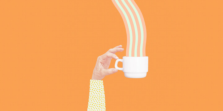 Contemporary digital collage art. coffee break  time - Powered by Adobe