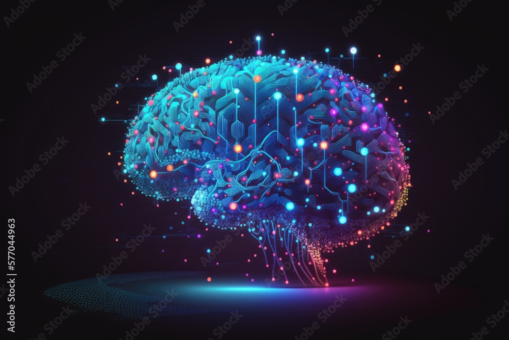 Poster connected brains cybersecurity and large data sets. an international database and ai brain. bold, co