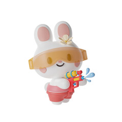 Rabbit in traditional thai dress 3D Illustration-16