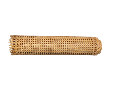 rouleau de  cannage traditionnel en rotin naturel, présentant un motif géométrique classique avec des croisillons entrelacés