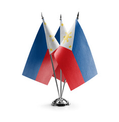 Small national flags of the Philippines on a white background