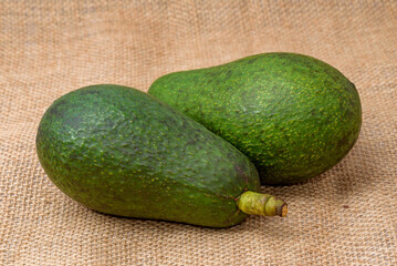 Avocado fruit, Variety: Fuerte, Henp Cloth Background