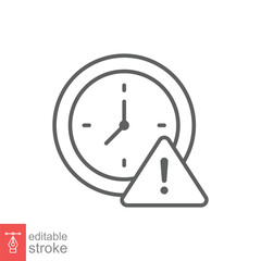 Expiry line icon. Simple outline style for web and app. Alert, alarm, clock circular with exclamation mark concept. Vector illustration isolated on white background. Editable stroke EPS 10.