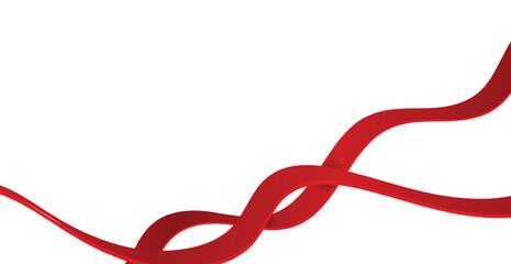 Red Curly Ribbons Isolated On White Background. Vector Illustration