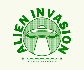 ufo t shirt design, vector graphic, typographic poster or tshirts street wear and Urban style © Therintproject