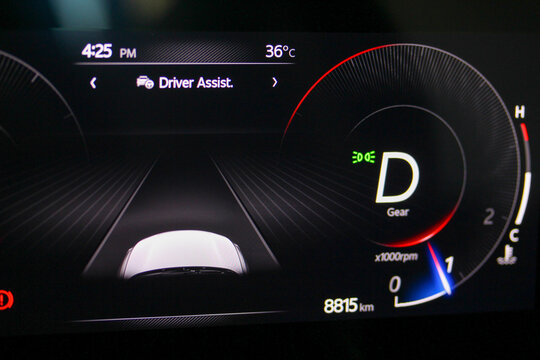 Driver Assist graphic in a new vehicle gauge cluster