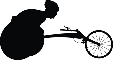 disabled athlete in racing wheelchair black silhouette