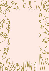 Tarot vector background for posters, banners and other printed products. Vector mystical background with a frame for your designs.