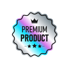 Holographic sticker in the shape of a star with text isolated on a white background. Template for paper tags, emblems, labels.