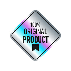 Rhombus shaped holographic sticker isolated on white background. Template for paper tags, emblems, labels.