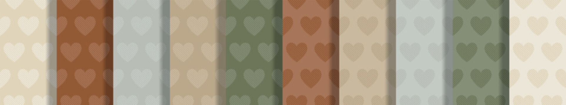 Boho Heart seamless pattern background. Vector illustration for holiday design. Abstract romantic photo frame. Stylish decorative bright label set. Fashion valentine day ornament.