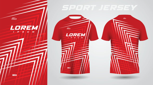 red shirt soccer football sport jersey template design mockup
