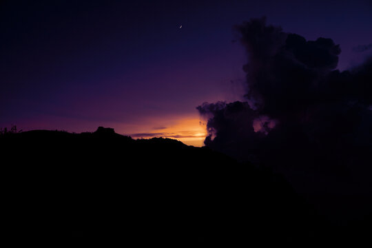 sky after sunset eveming with moon and cloud