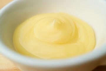 Closeup of Mayonnaise in a White Bowl