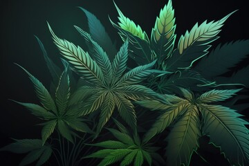 Background images of marijuana sativa cannabis plants. Generative AI