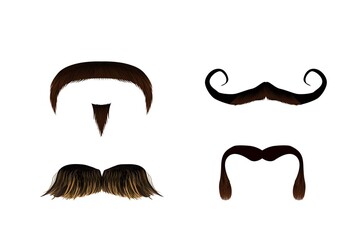 set of mustaches isolated on a white background 