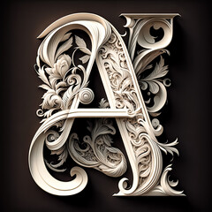 A letter A with swirling curves and a variety of warm hues is displayed - generative ai.