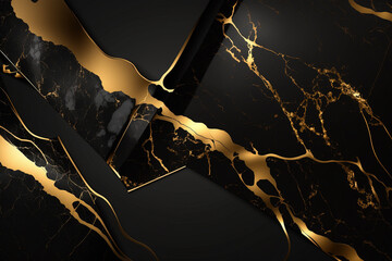 Abstract marble black and gold background. Invitation backdrop.