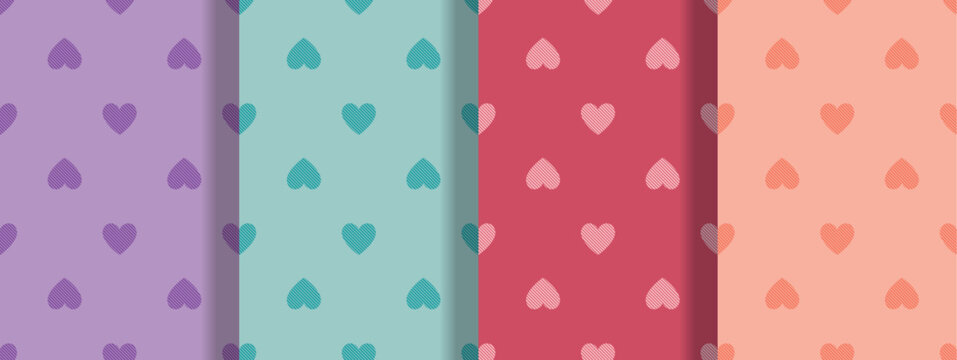 Heart seamless pattern background. Vector illustration for holiday design. Abstract romantic photo frame. Stylish decorative bright label set. Fashion valentine day ornament.