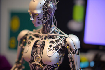 Thinking robot. Generative AI
