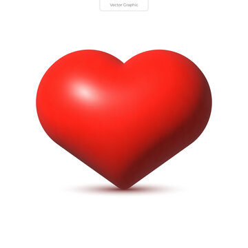Realistic 3D icon of a red heart is a perfect symbol of love. Its design captures the essence of the heart symbol, making it an ideal representation for love-related concepts. Vector isolated 3d icon