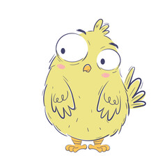 Funny chicken looks to the side