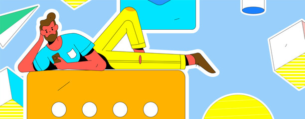 Business People Flat Vector Concept Operation Hand Drawn Illustration
