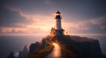 Mediterranean seaside lighthouse [AI Generated]