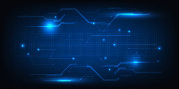 Vector illustrations of futuristic blue hi-tech element with grid line and circuit for advertising layout and game development artwork.Future technology and innovation concepts.