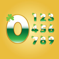 Set of ten numbers from zero to nine, number design elements