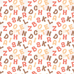 ABC seamless pattern. Cute alphabet. Playful font print for textile, home decor, kids room wall art.