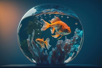 Fish Swimming In Fishbowl. Generative AI