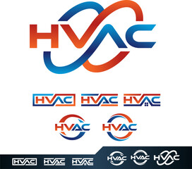 HVAC Heating Cooling Lettering Logo Icon for Store Equipment or Repair Service Business Company
