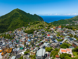 Naklejka premium Aerial view of Jiufen in Taiwan