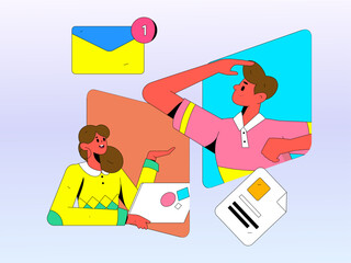 Business People Flat Vector Concept Operation Hand Drawn Illustration
