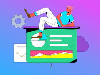 Business People Flat Vector Concept Operation Hand Drawn Illustration
