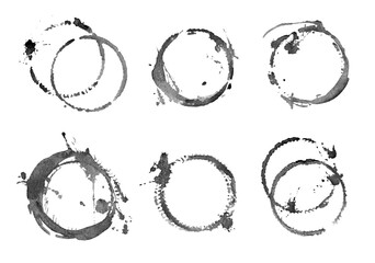 Watercolor set of grunge circle brush