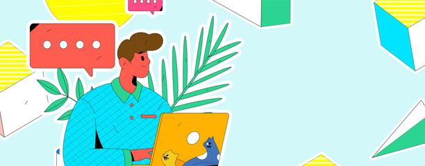 Business People Flat Vector Concept Operation Hand Drawn Illustration
