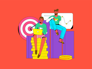 Business People Flat Vector Concept Operation Hand Drawn Illustration
