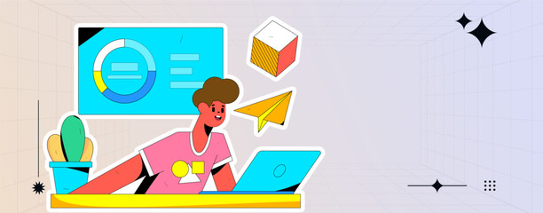 Business People Flat Vector Concept Operation Hand Drawn Illustration
