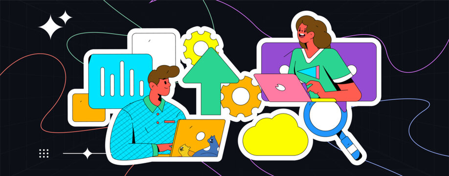 Business People Flat Vector Concept Operation Hand Drawn Illustration
